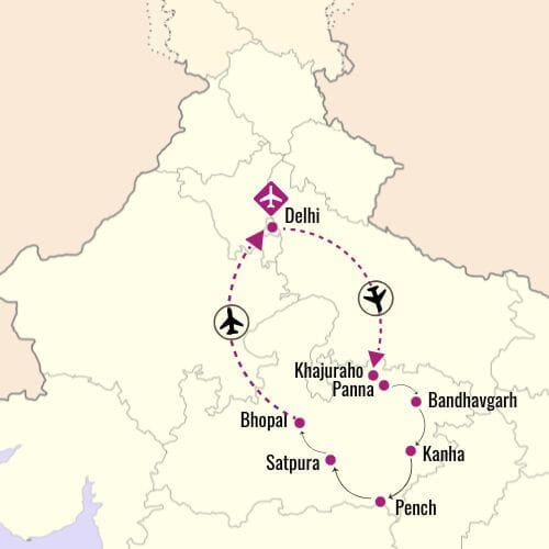 Safaris Central India Tour Map